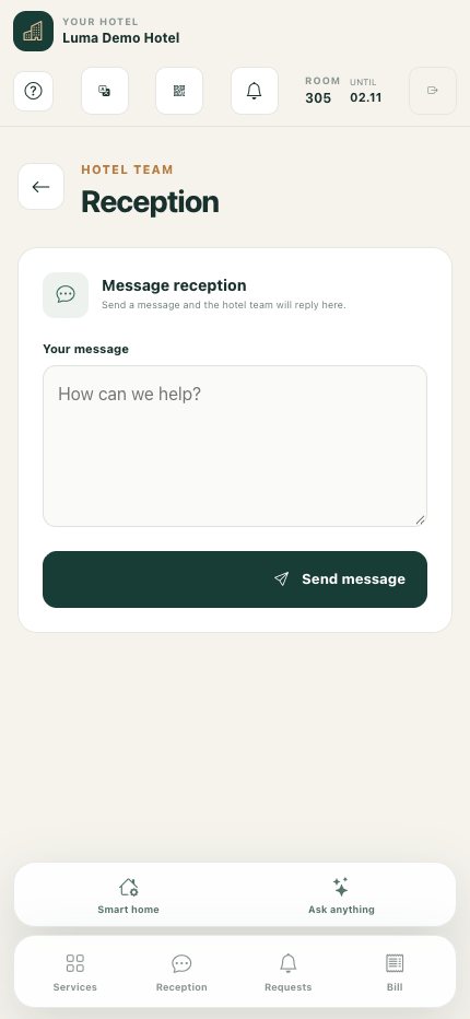 Contacting the front desk: sending a question to the hotel team