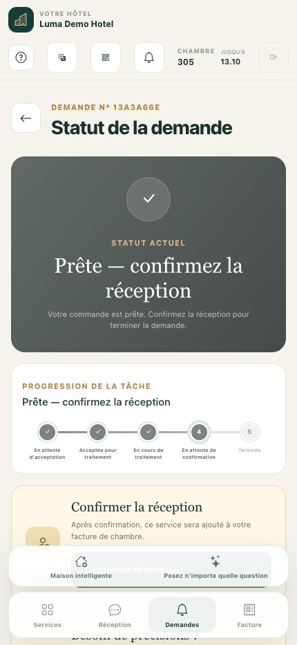 Demande sur un téléphone : avancement et confirmation de réception