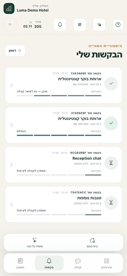 הבקשות שלי בטלפון: רשימת הזמנות וסטטוסים נוכחיים